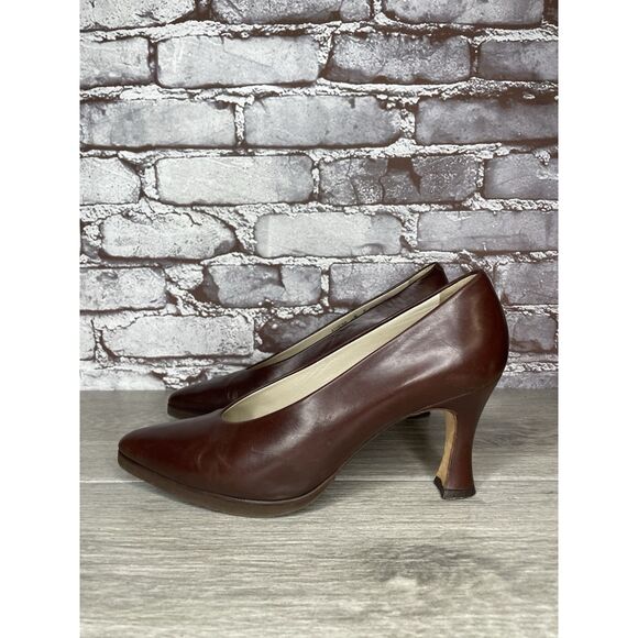 Bally Athena Brown Leather Pointed Toe Pumps Dress Heels Women Sz 8 C US/38.5EU - Picture 1 of 16